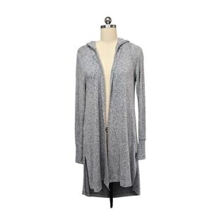 Athleta Grey Marled Knit Hooded Duster Cardigan Sweater Long Sleeve‎ Size S